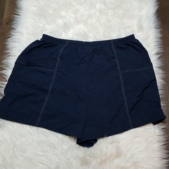 Vintage Christina Navy Blue Women's Plus Board Shorts with Pockets - Picture 1 of 8